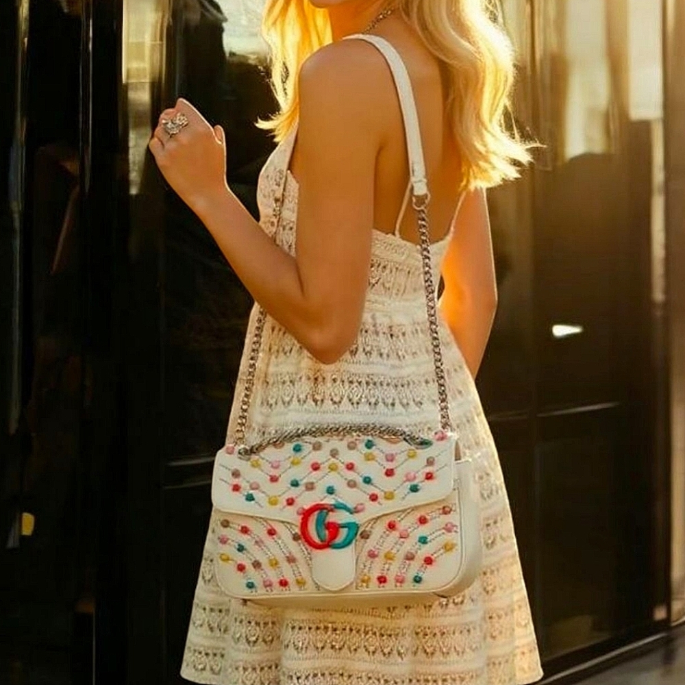 Gucci Limited Edition GG Marmont Beaded Shoulder Bag - Picture 3 of 17